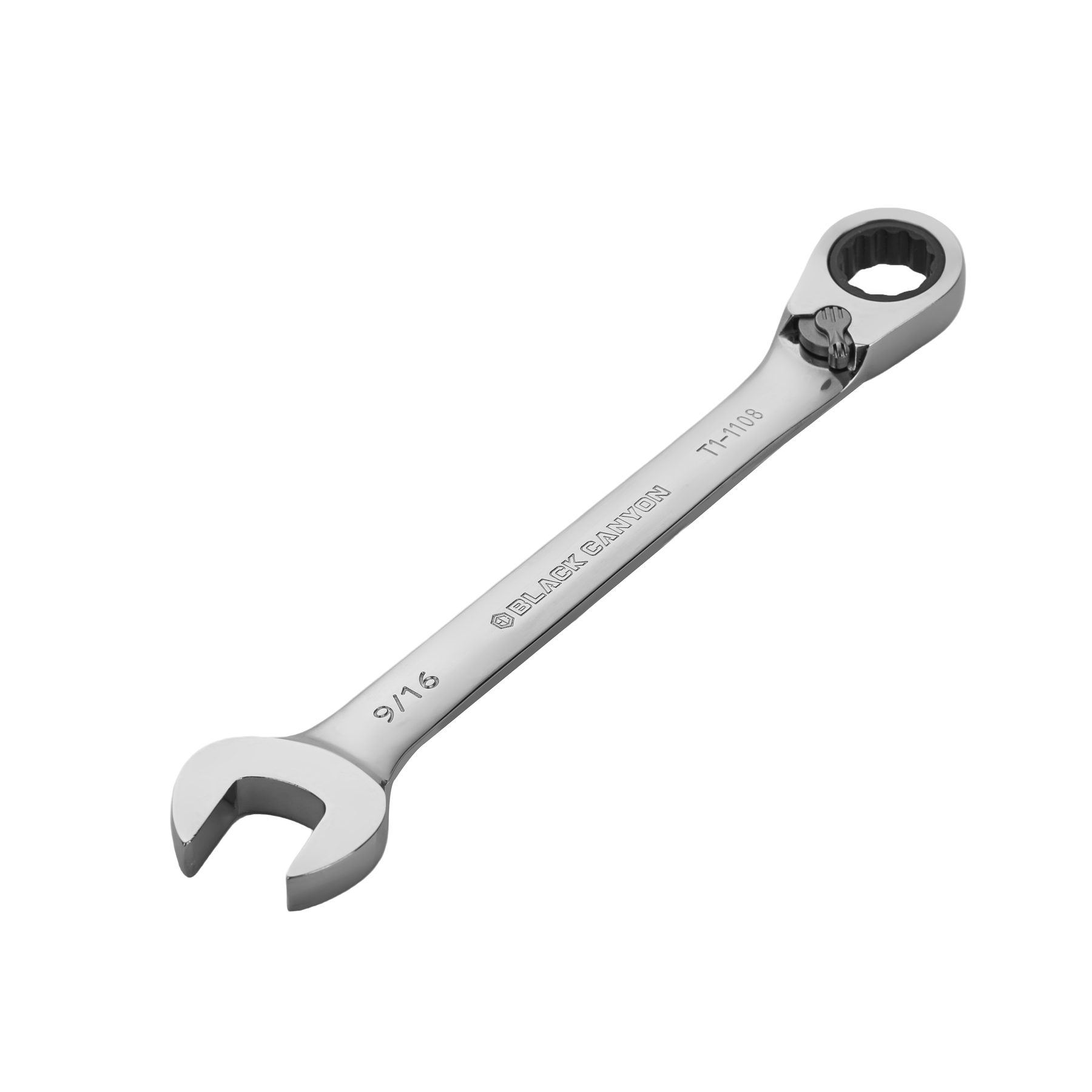 9/16" Ratcheting Combination Wrench, 12-Point Box End & Hex Opening