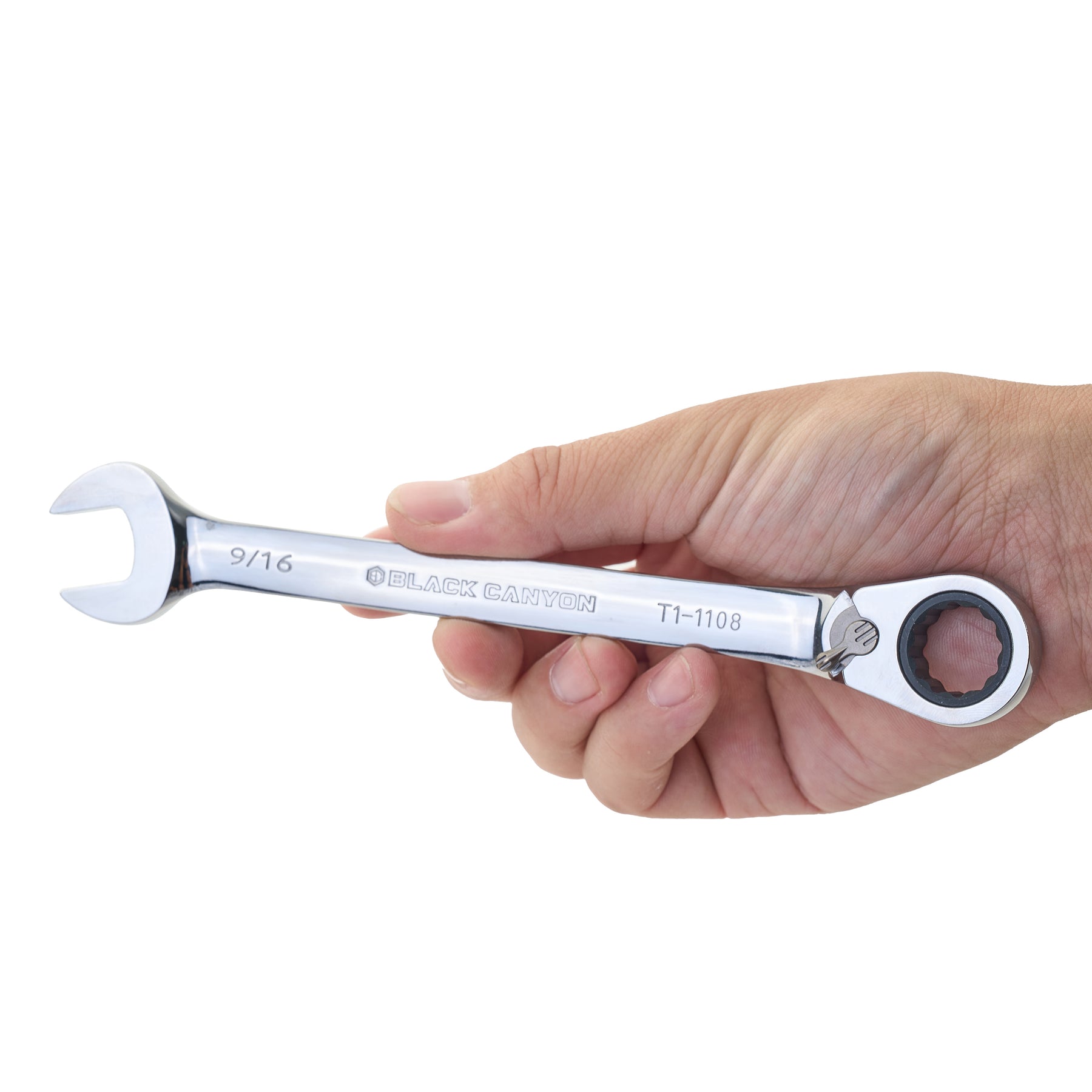 9/16" Ratcheting Combination Wrench, 12-Point Box End & Hex Opening
