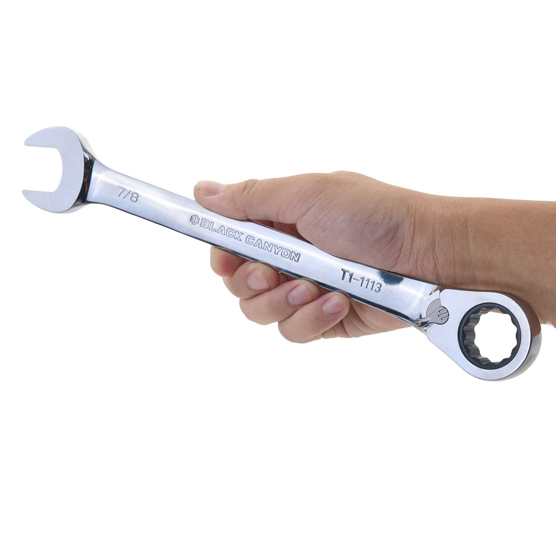 7/8" Ratcheting Combination Wrench, 12-Point Box End & Hex Opening