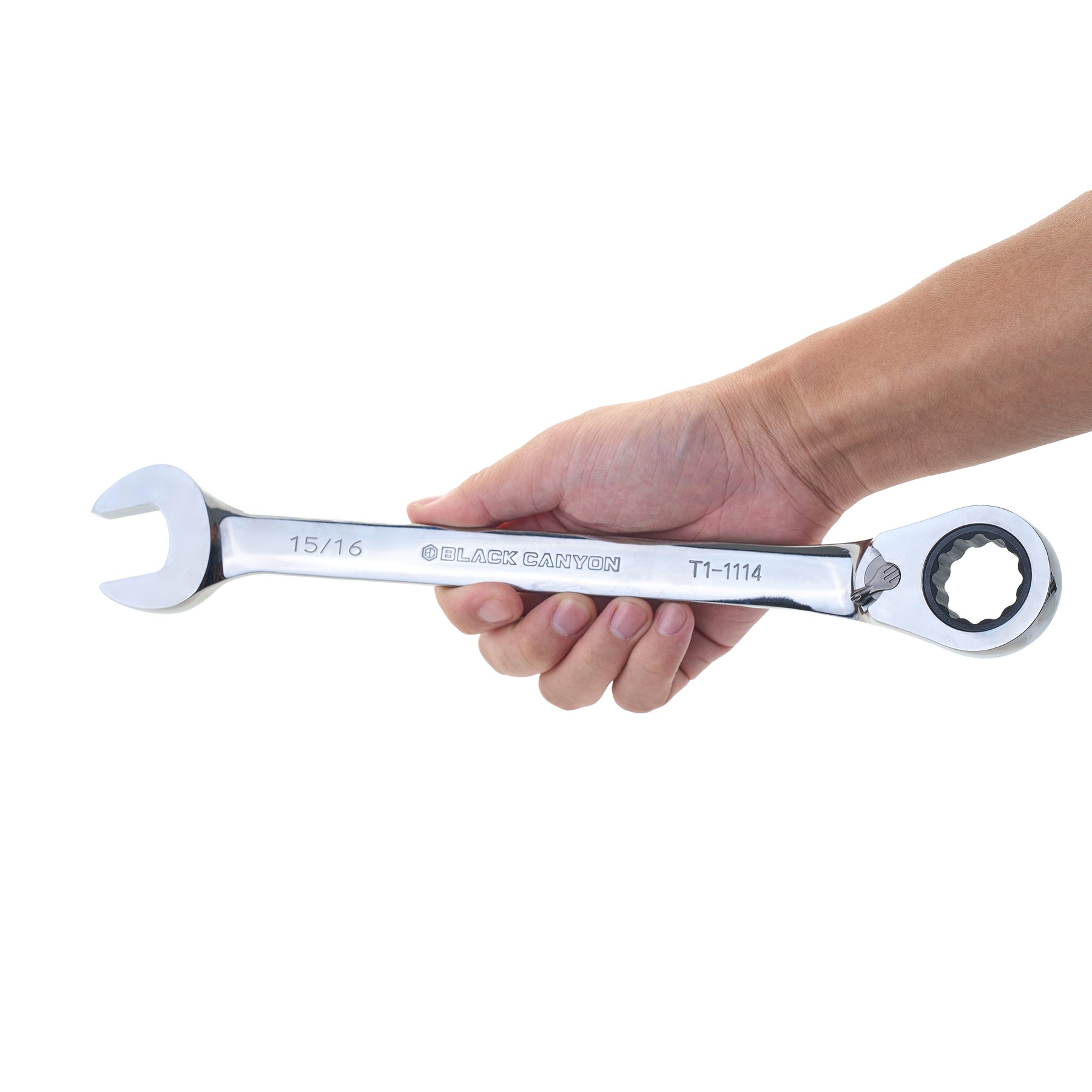 15/16" Ratcheting Combination Wrench, 12-Point Box End & Hex Opening