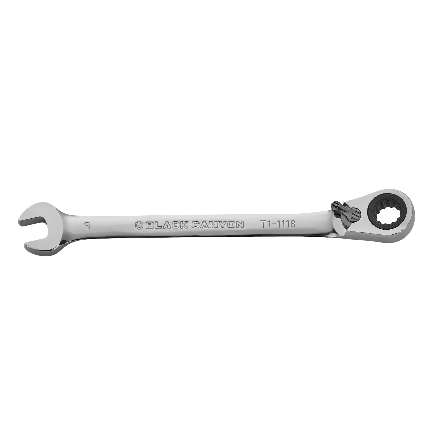 8mm Ratcheting Combination Wrench, 12-Point Box End & Hex Opening