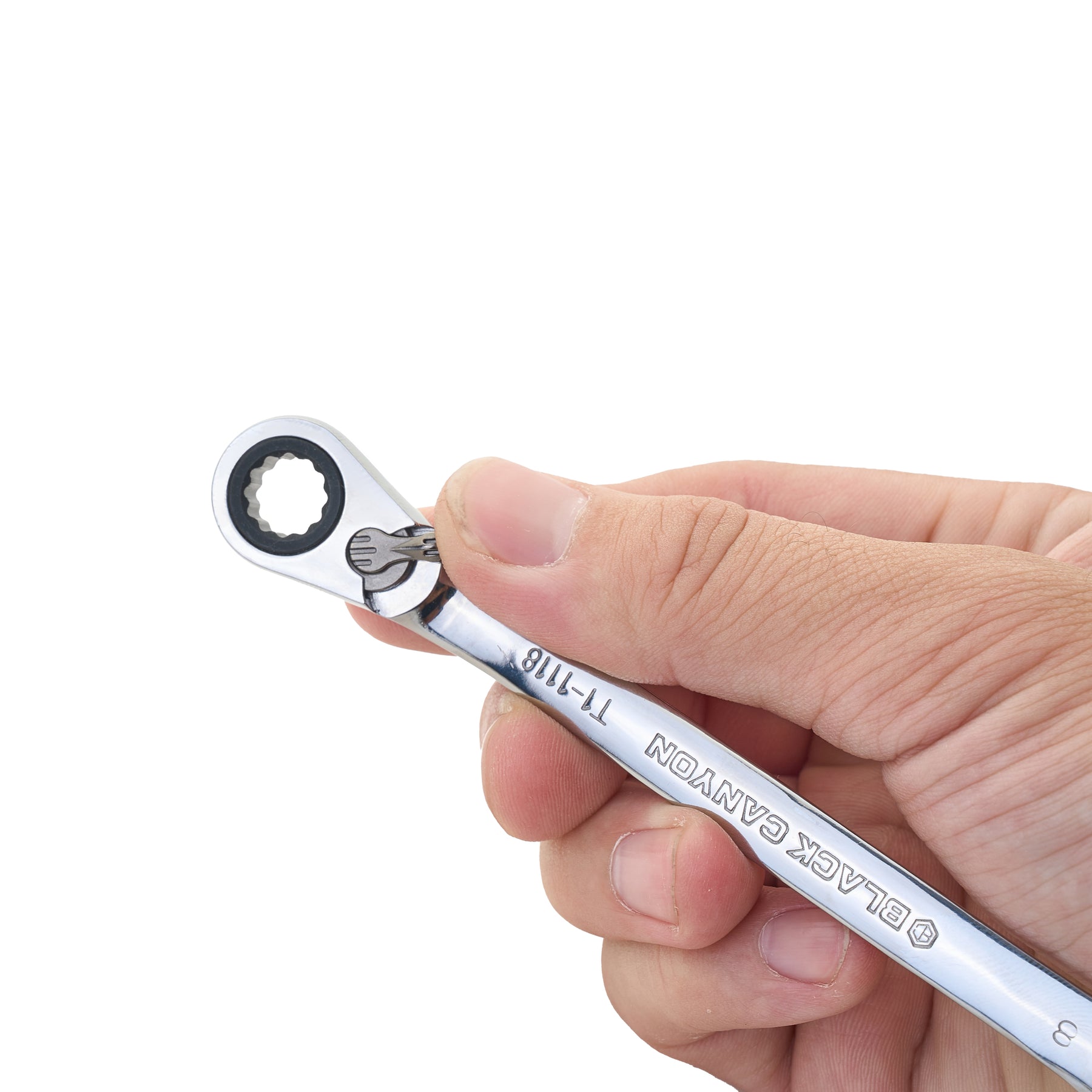 8mm Ratcheting Combination Wrench, 12-Point Box End & Hex Opening