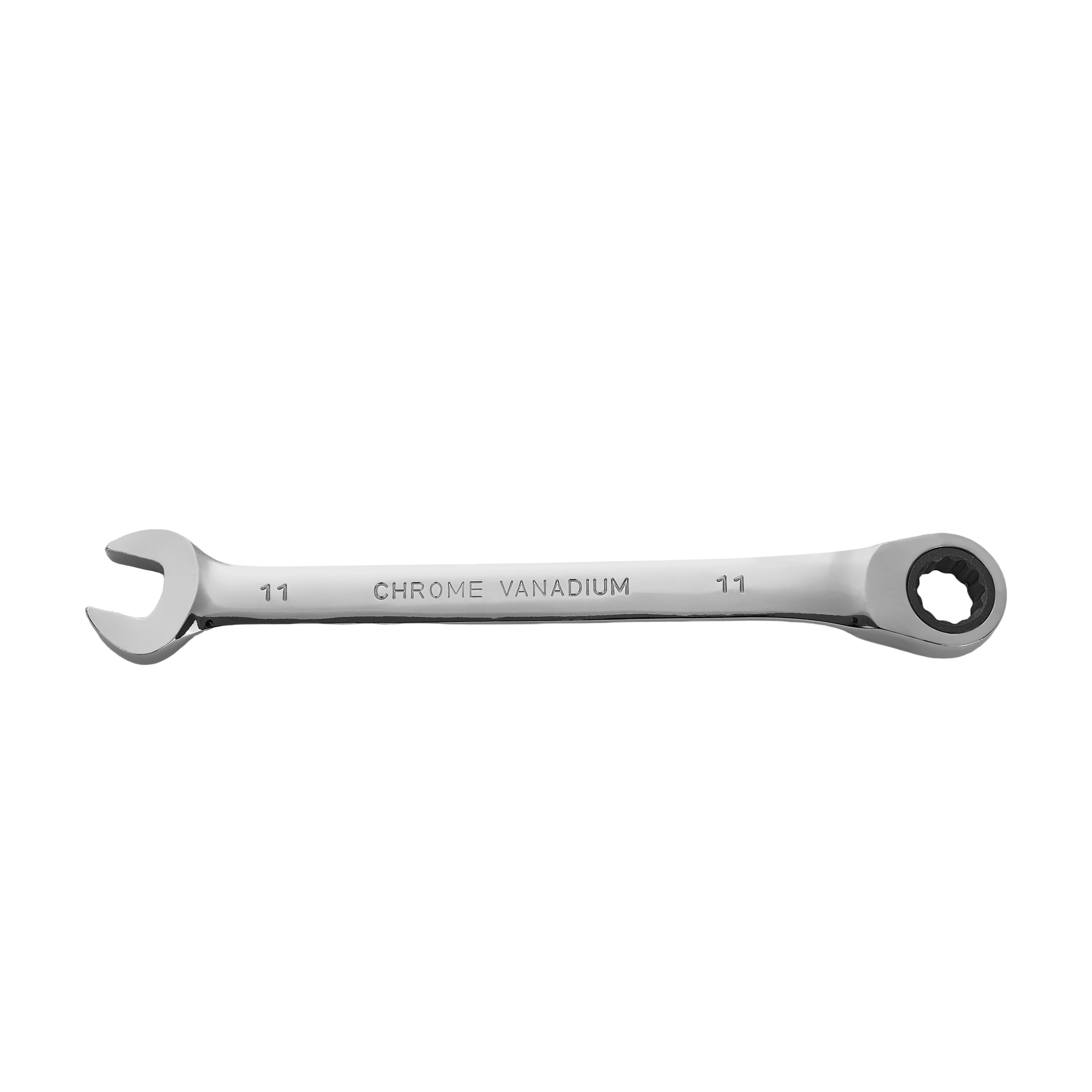11mm Ratcheting Combination Wrench, 12-Point Box End & Hex Opening
