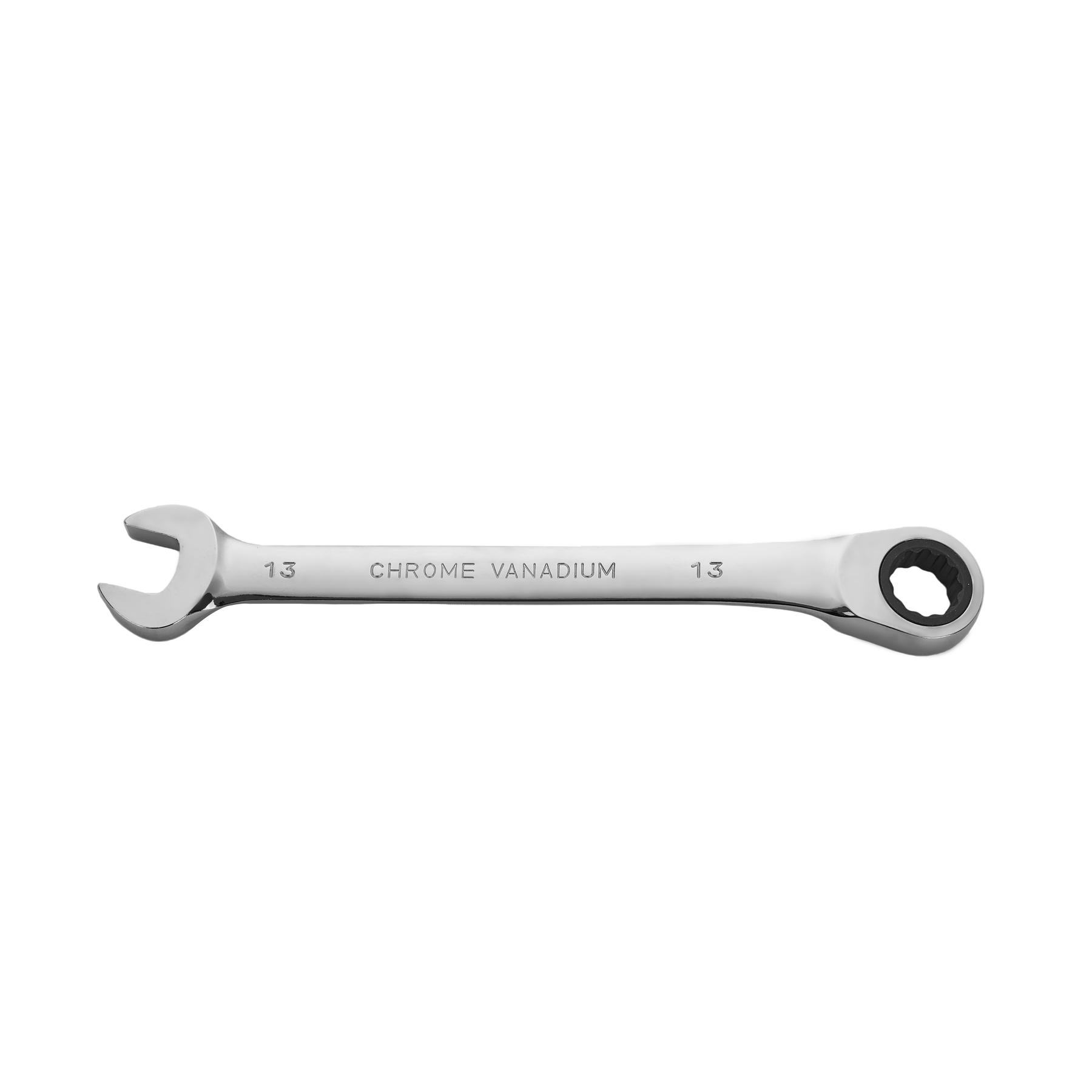 13mm Ratcheting Combination Wrench, 12-Point Box End & Hex Opening