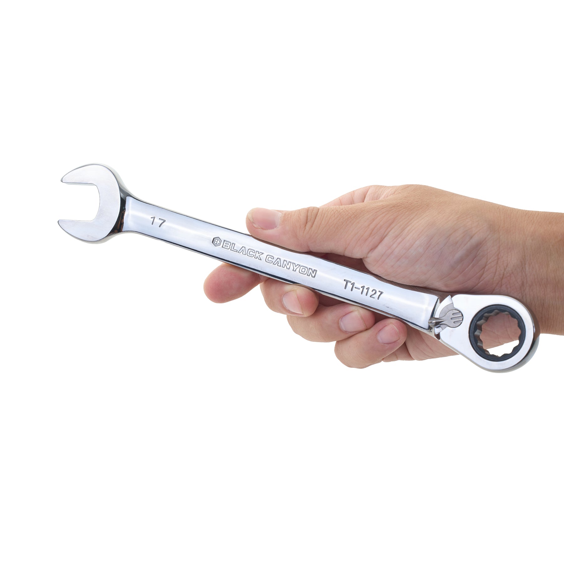 17mm Ratcheting Combination Wrench, 12-Point Box End & Hex Opening