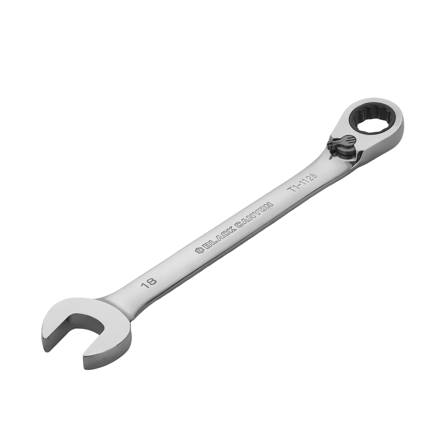 18mm Ratcheting Combination Wrench, 12-Point Box End & Hex Opening