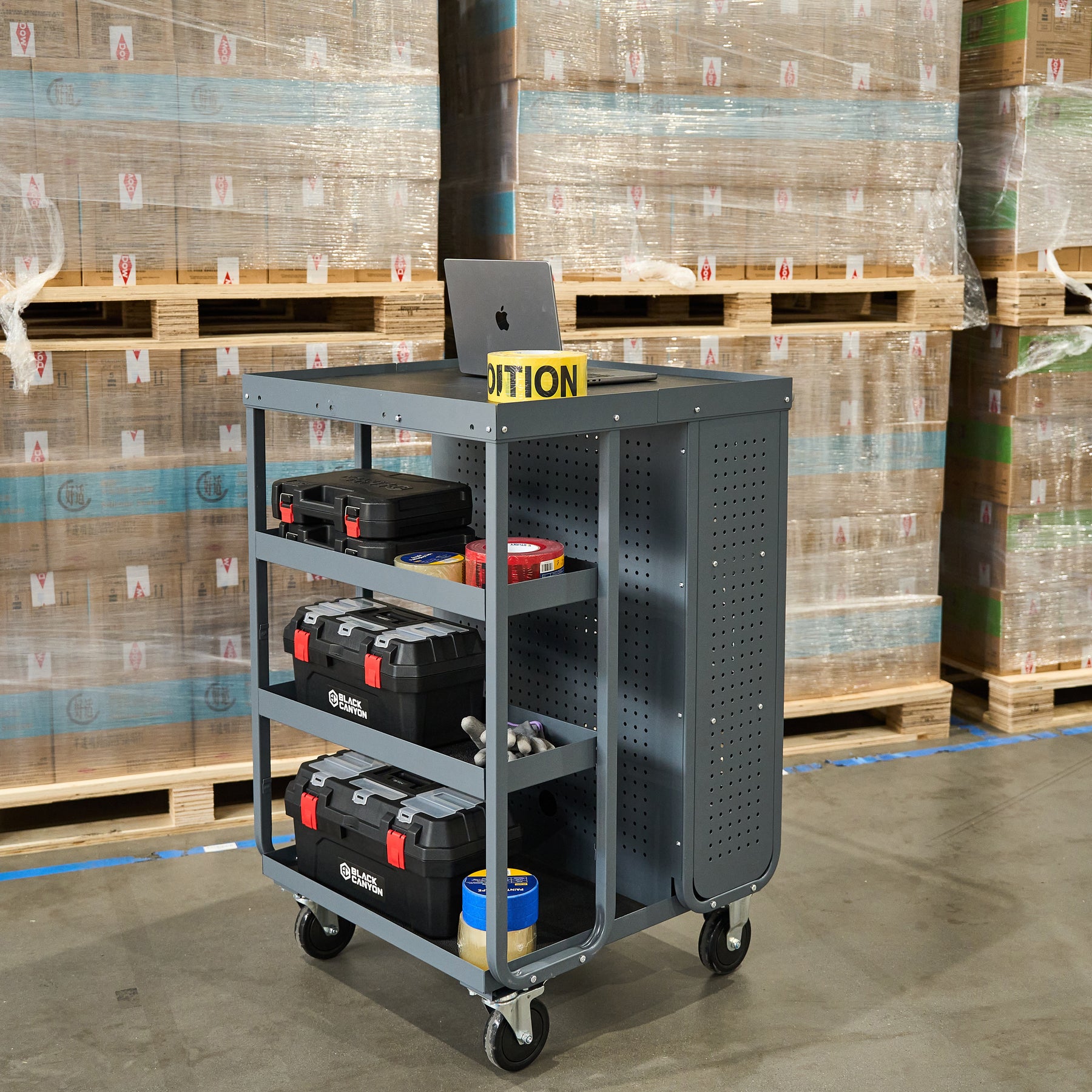 Receiving Cart with 4 Shelves, 28"L x 31"W x 44"H, 600lb Capacity