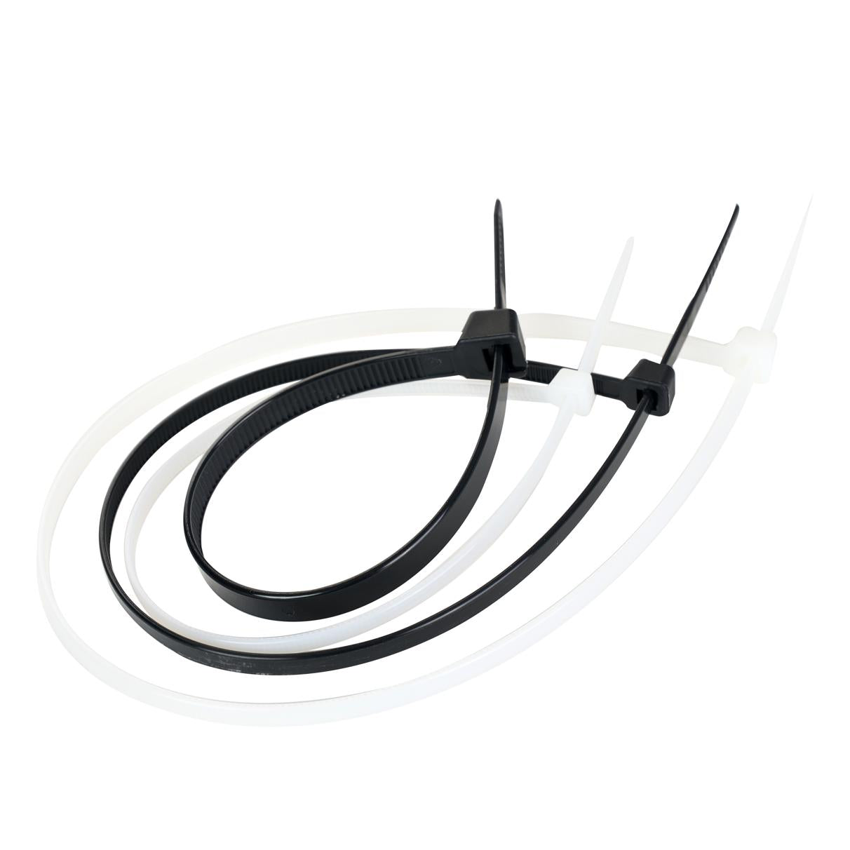 8 in, 12 in, and 15 in Cable Tie, White and Black, 600-Pack