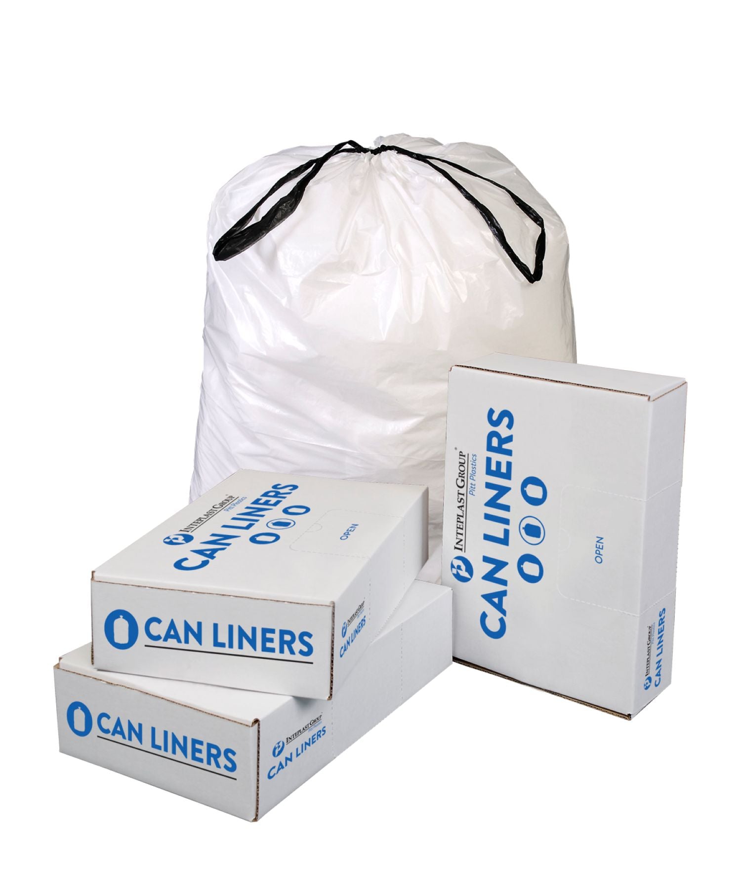 24x28" LLDPE Drawstring Trash Liners, White, 300 Bags