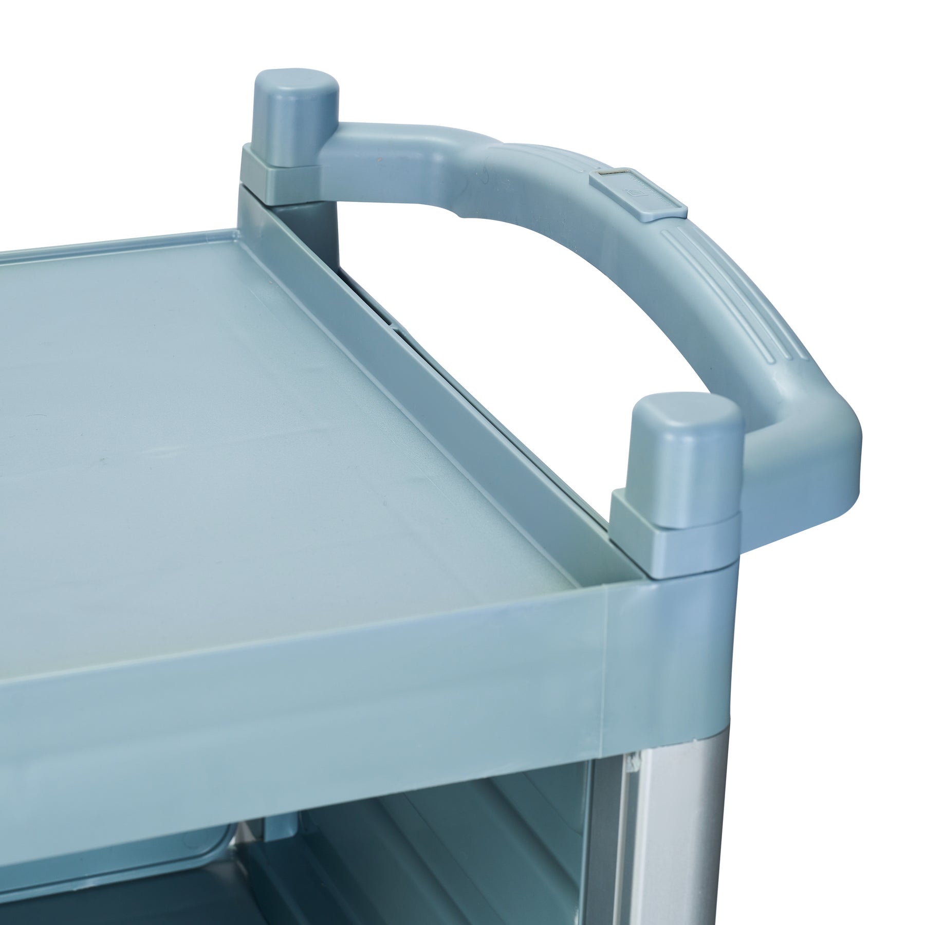 Dual-Handle Enclosed Utility Service Cart, 3 Shelves, 440 lb. Capacity, Grey