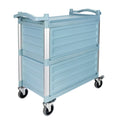 Dual-Handle Enclosed Utility Service Cart, 3 Shelves, 440 lb. Capacity, Grey