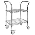 2-Shelf Chrome Utility Cart w/ Wheels, 550lb Capacity, 24" x 18" x 38"