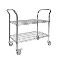 2-Shelf Wire Utility Cart w/ Wheels, Chrome Finish, 550lb Capacity, 36" x 18" x 38"