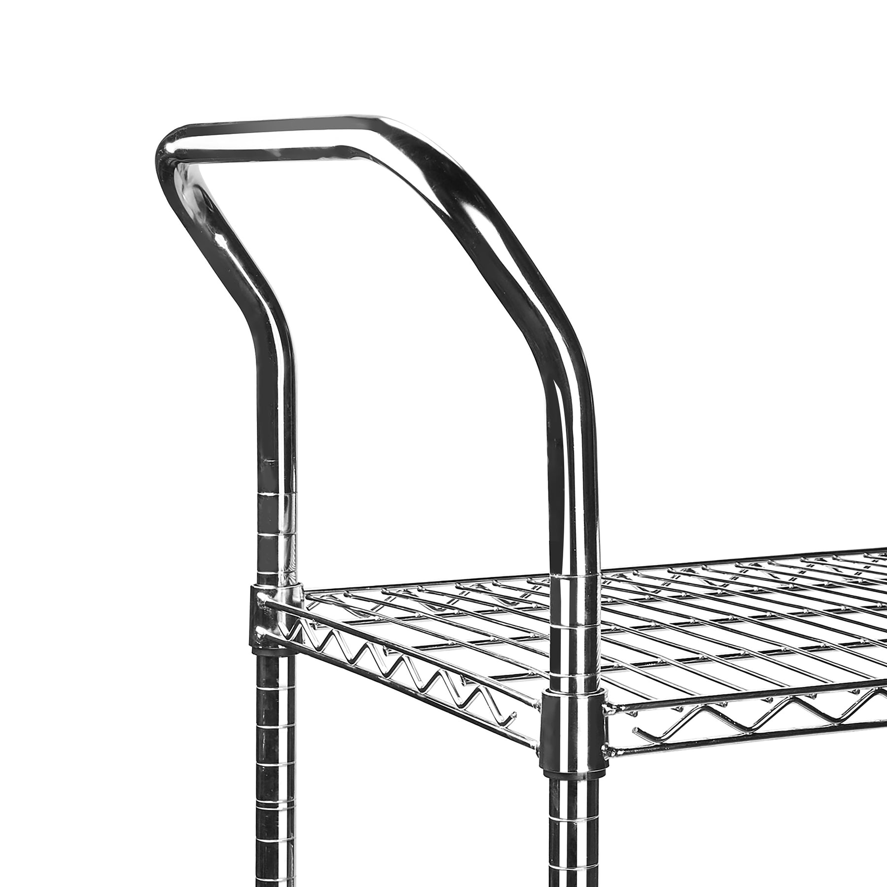 2-Shelf Wire Utility Cart w/ Wheels, Chrome Finish, 550lb Capacity, 36" x 18" x 38"