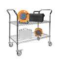 2-Shelf Wire Utility Cart w/ Wheels, Chrome Finish, 550lb Capacity, 36" x 18" x 38"