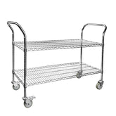 2-Shelf Chrome Utility Cart w/ Wheels, 550lb Capacity, 47" x 18" x 38"