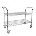 2-Shelf Wire Utility Cart w/ Wheels, Chrome Finish, 550lb Capacity, 47" x 18" x 38"