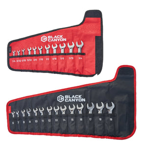 25-Piece SAE/Metric Stubby Combination Wrench Set with Pouch