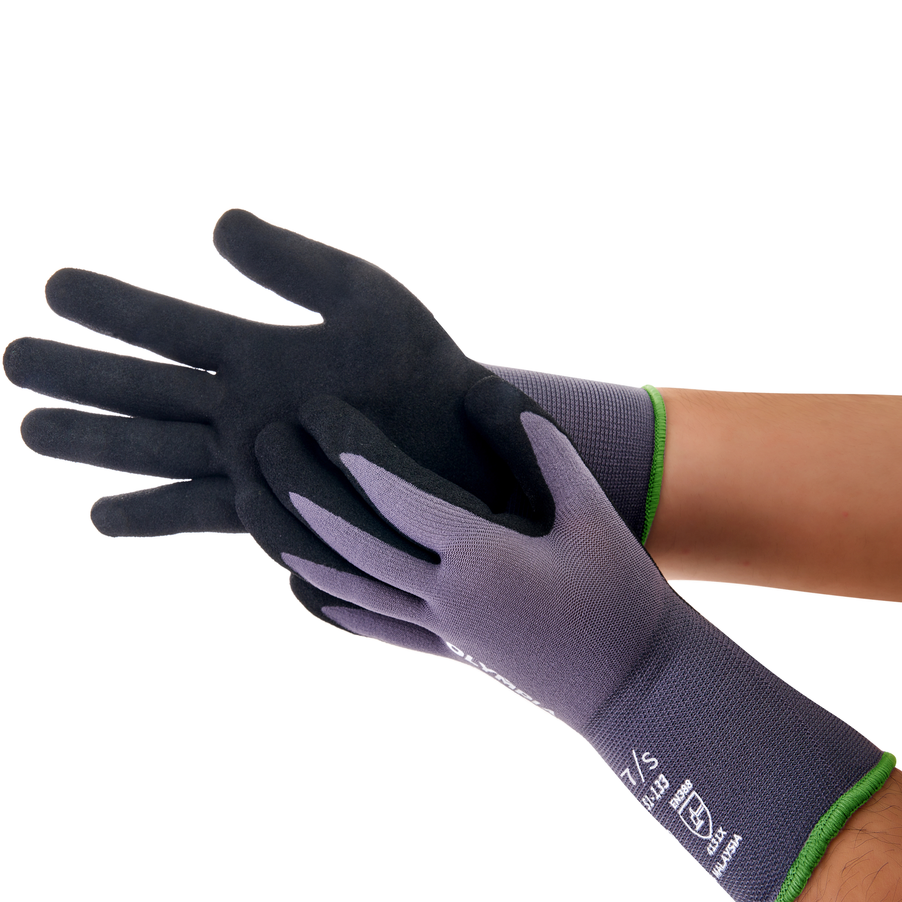 Nitrile Dipped Knit Gloves, S, Sandy, Gray / Black, 12-Pair Pack