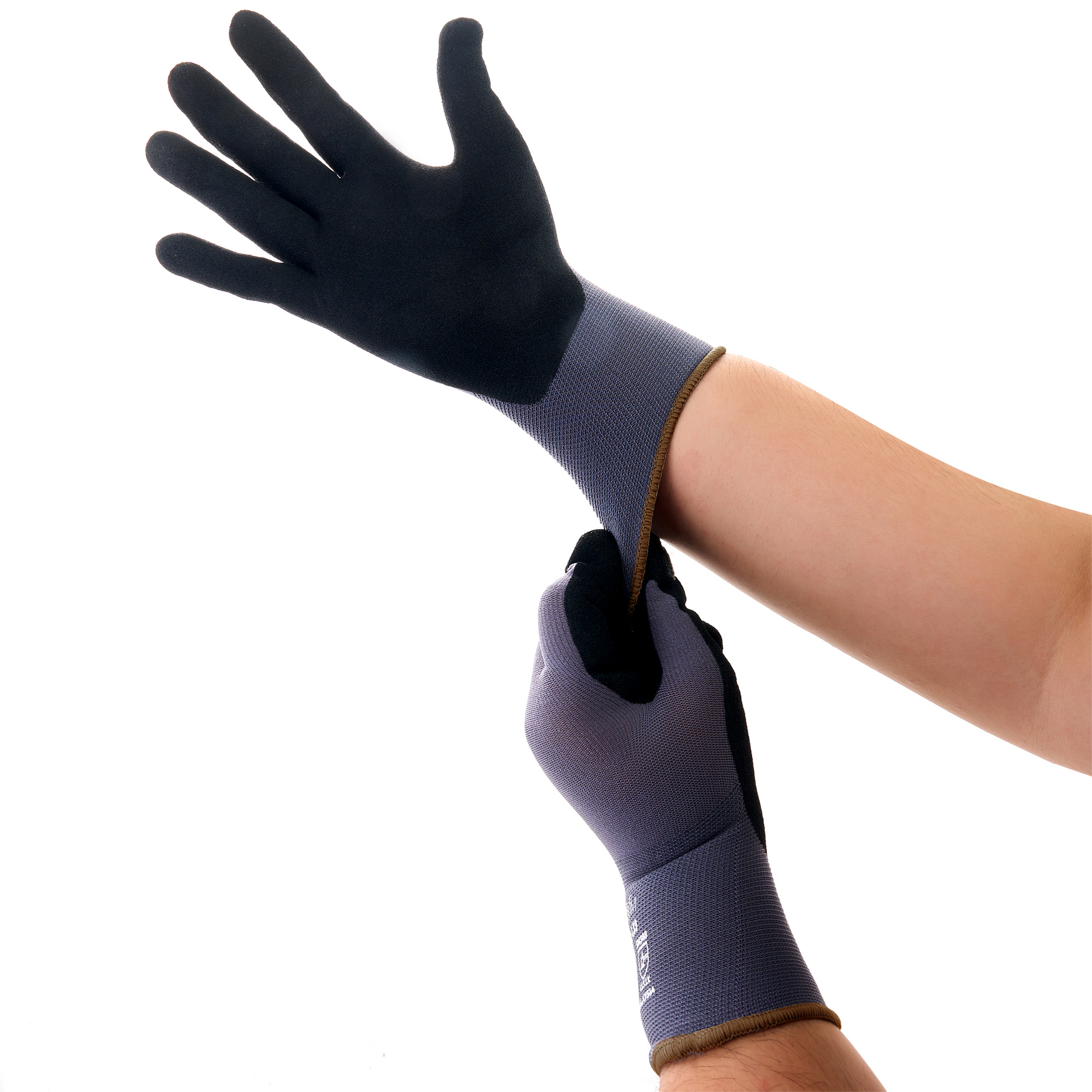 Nitrile Dipped Knit Gloves, M, Sandy, Gray / Black, 12-Pair Pack