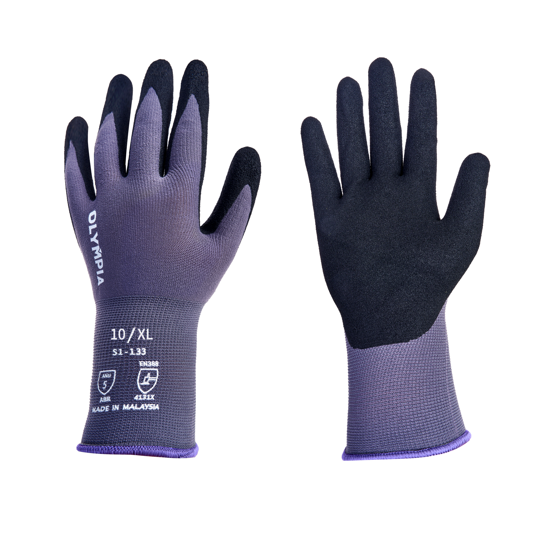 Nitrile Dipped Knit Gloves, XL, Sandy, Gray / Black, 12-Pair Pack