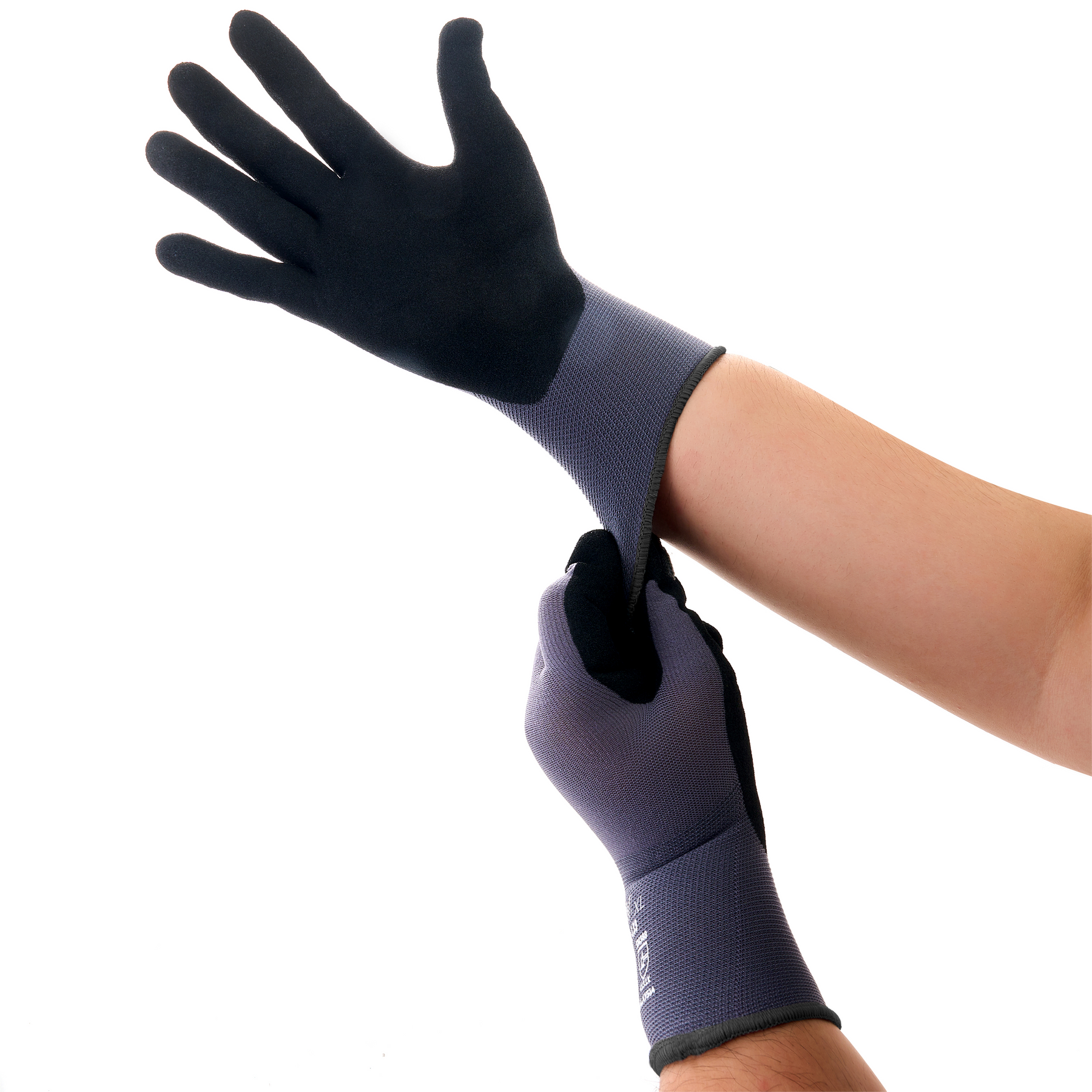 Nitrile Dipped Knit Gloves, XL, Sandy, Gray / Black, 12-Pair Pack