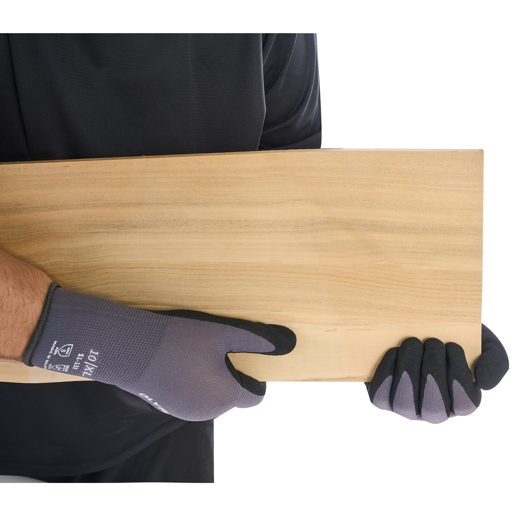 Nitrile Dipped Knit Gloves, XL, Sandy, Gray / Black, 12-Pair Pack