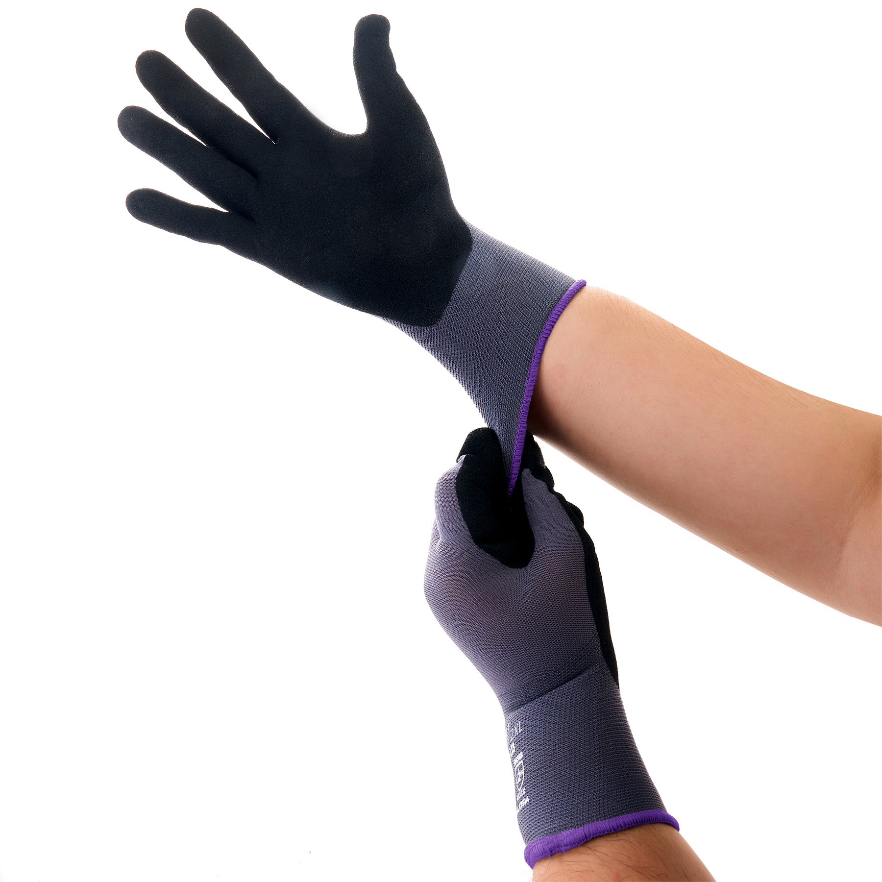 Nitrile Dipped Knit Gloves, XXL, Sandy, Gray / Black, 12-Pair Pack