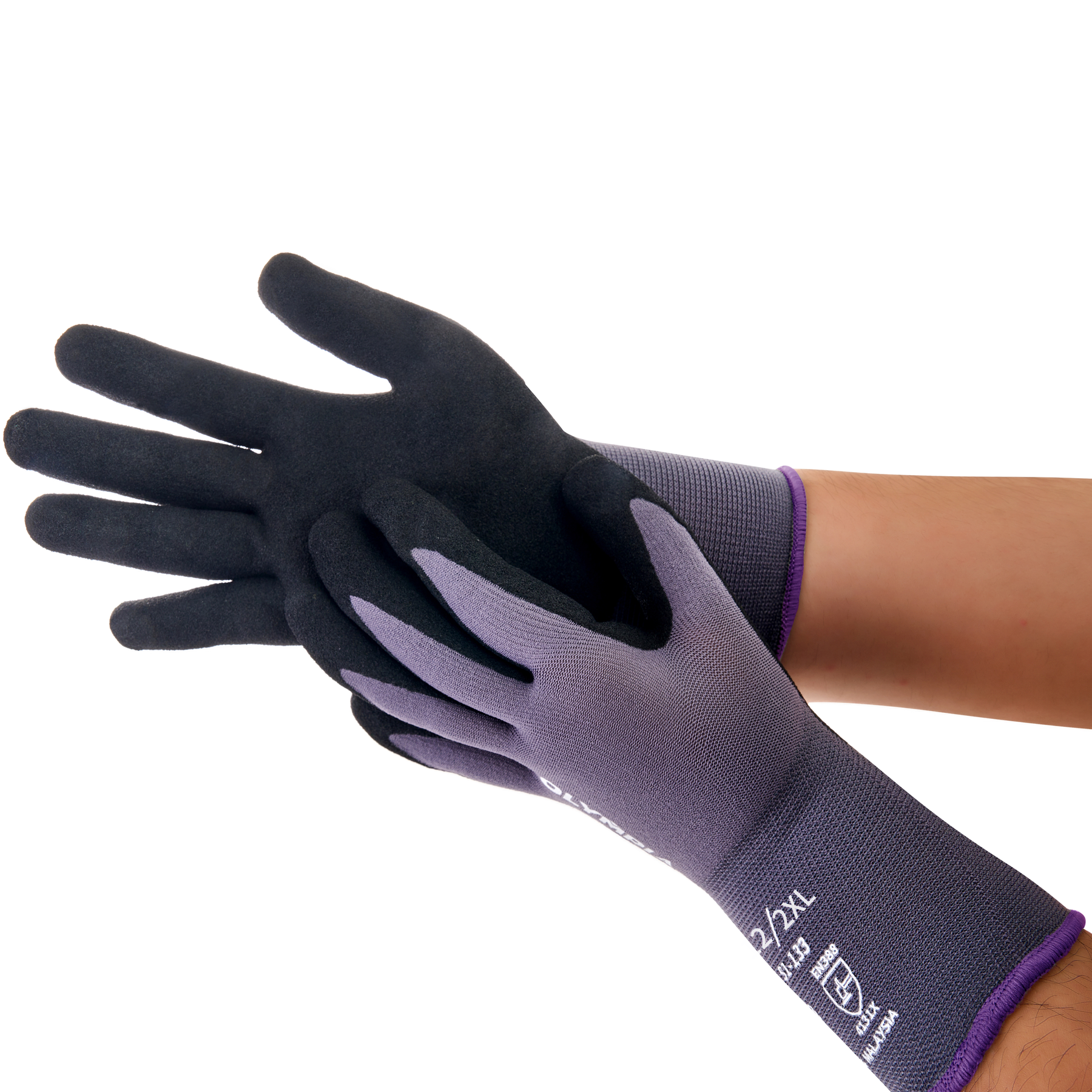 Nitrile Dipped Knit Gloves, XXL, Sandy, Gray / Black, 12-Pair Pack