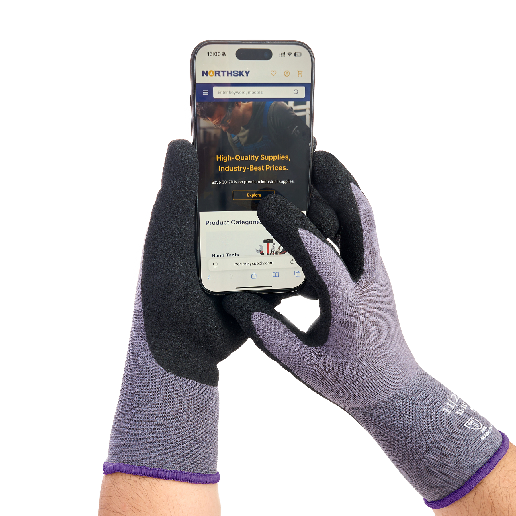 Nitrile Dipped Knit Gloves, XXL, Sandy, Gray / Black, 12-Pair Pack