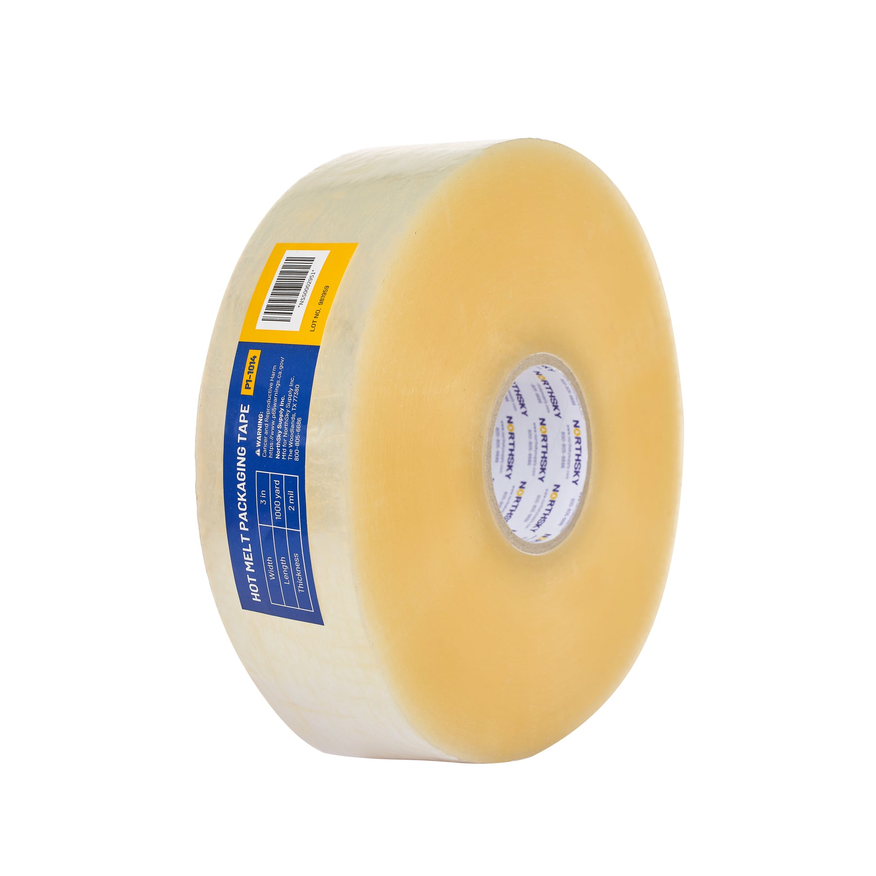 3 in Hot Melt Packaging Tape, Clear, 2 mil, Machine Length 1000 yd Roll
