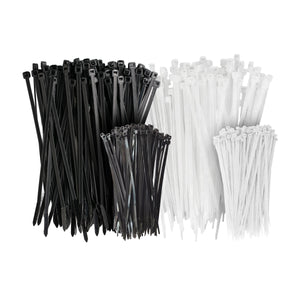4 in and 8 in Cable Tie, White and Black , 400-Pack
