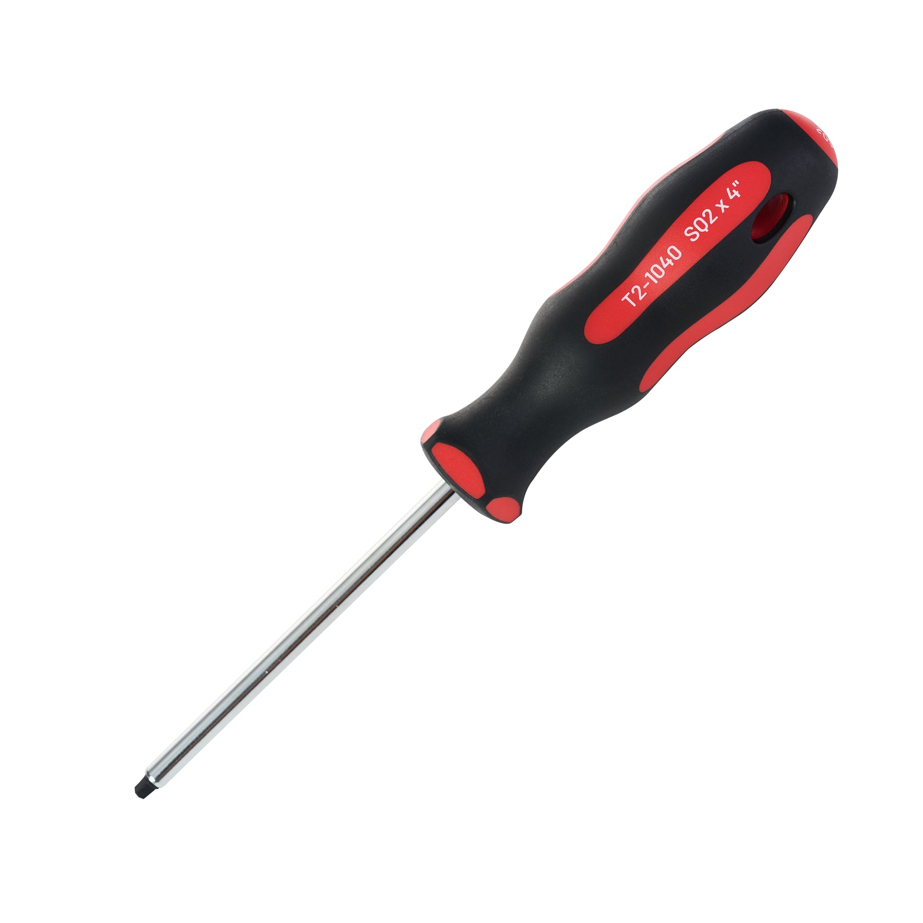Magnetic Square Screwdriver #2 - Soft Grip Ergonomic Handle, 4 in Shank, 8-1/4 in Overall