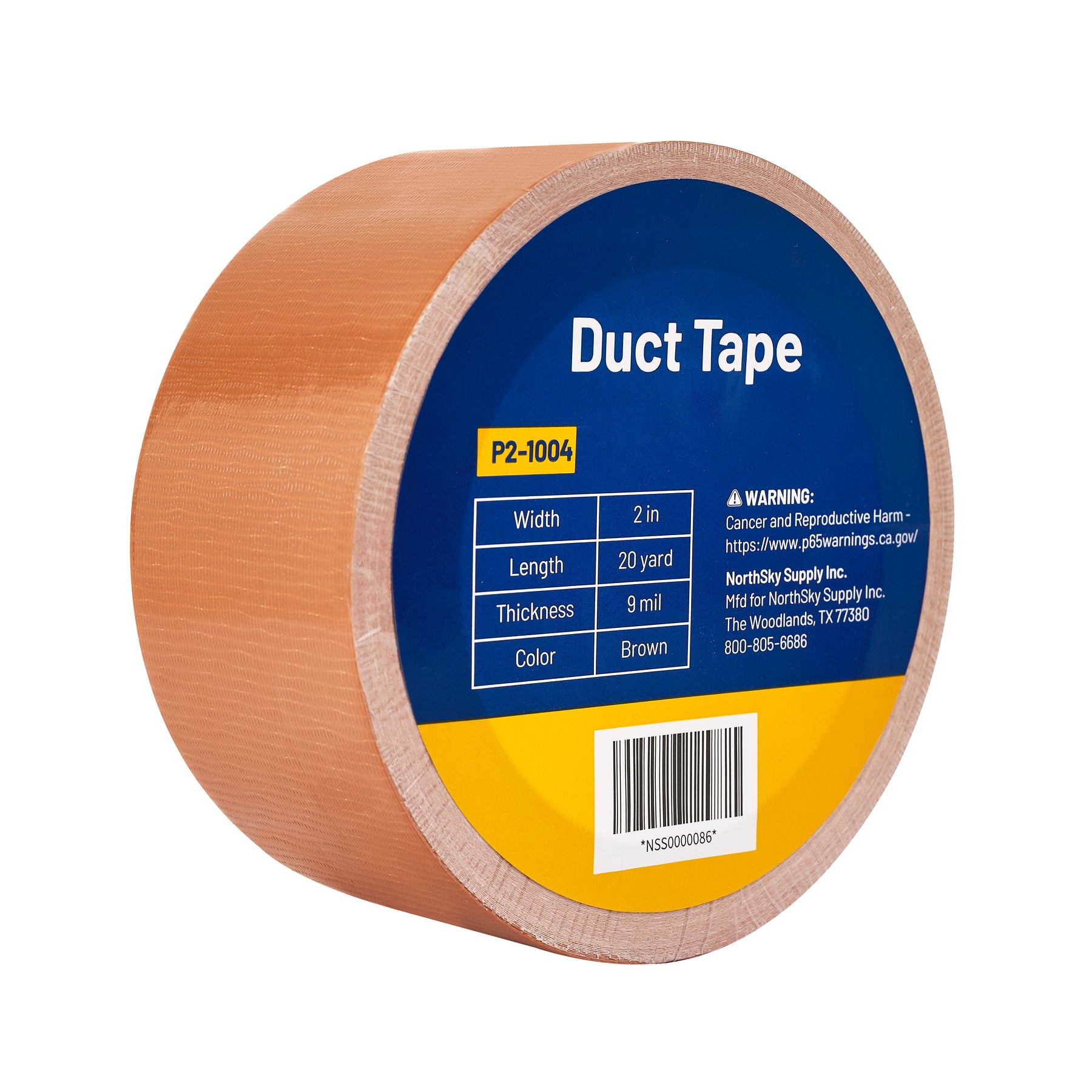 Duct Tape, 2 in × 20 yd, Brown, 1 Roll