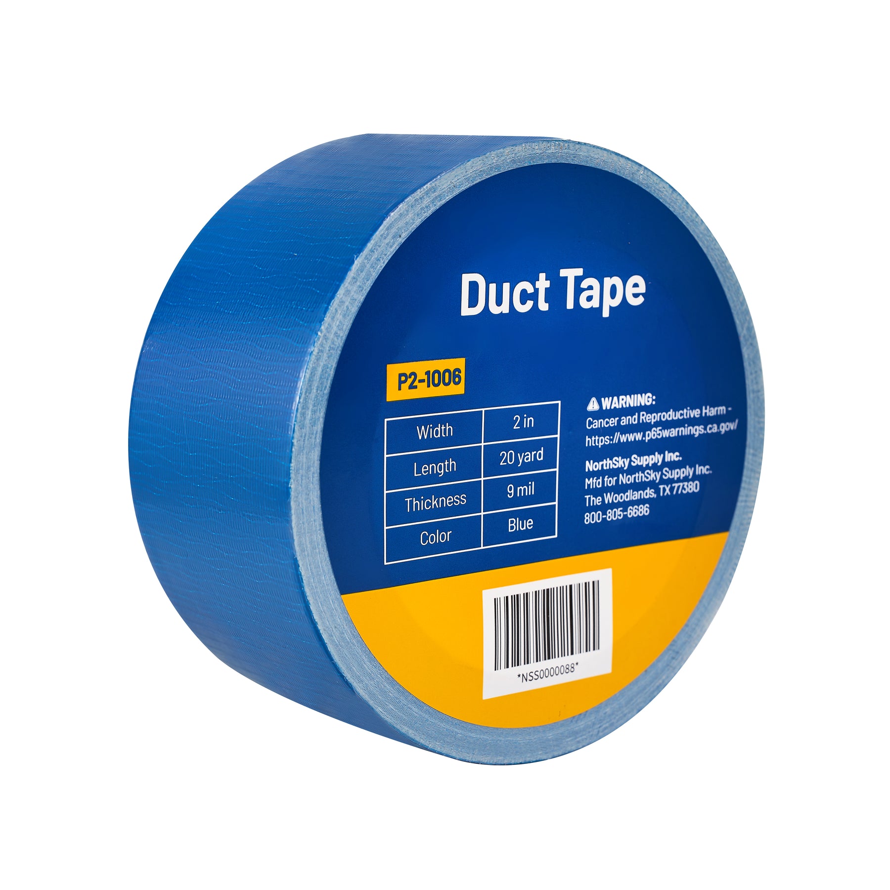Duct Tape, 2 in × 20 yd, Blue, 1 Roll