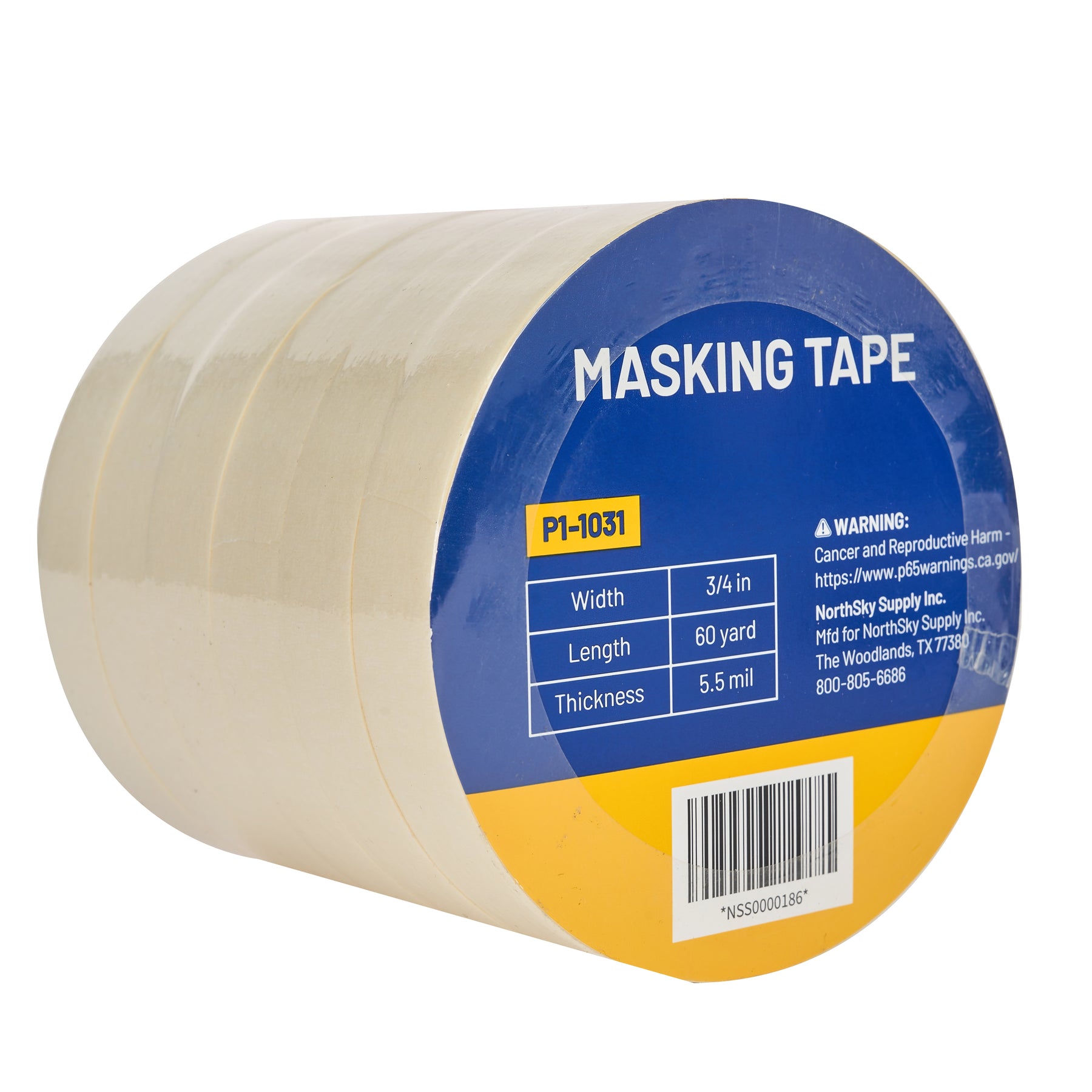 Masking Tape, 3/4" x 60 yds, 6 Rolls