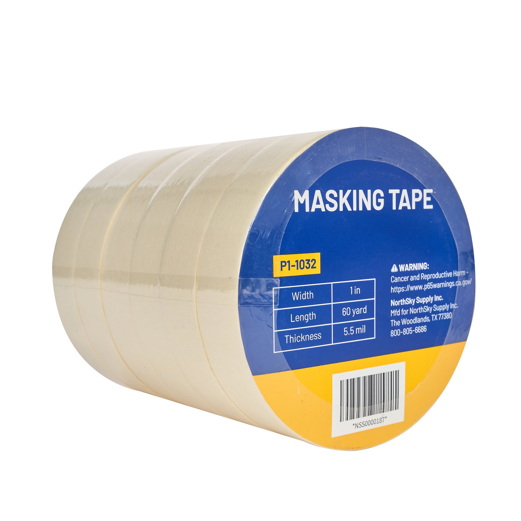 Masking Tape, 1" x 60 yds, 6 rolls