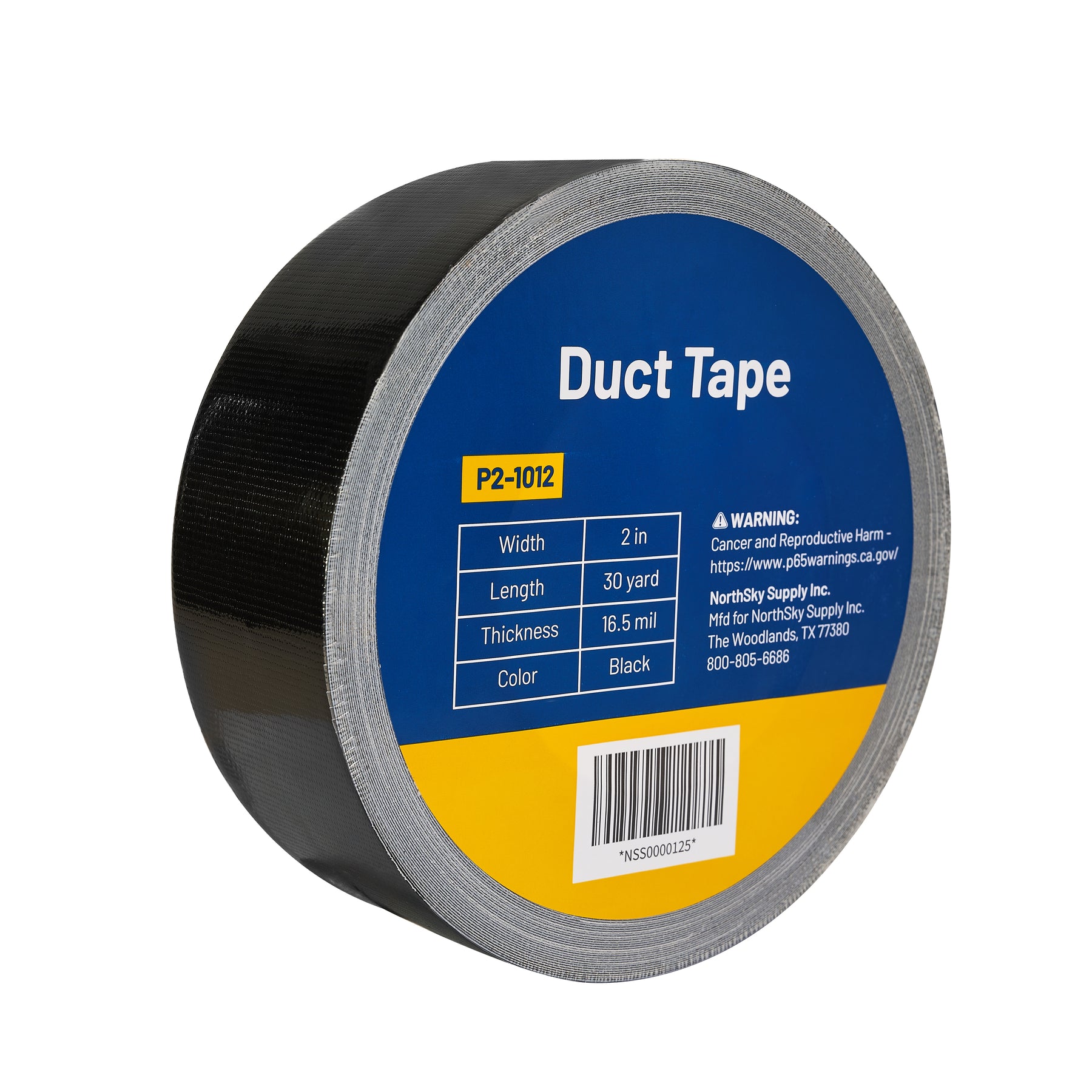 Duct Tape, Heavy Duty, 2 in × 30 yd, Black, 1 Roll