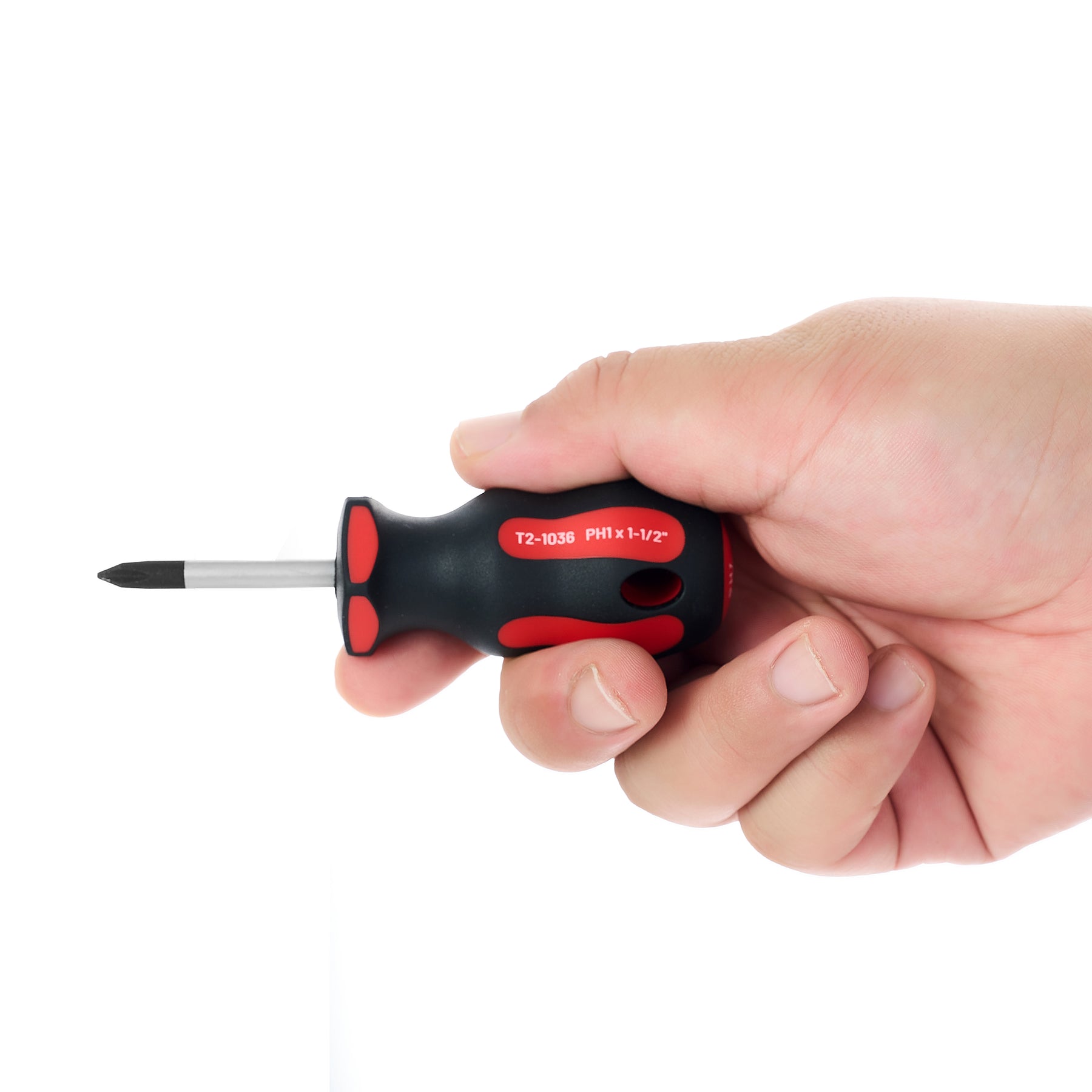 Magnetic Phillips Stubby Screwdriver #1 – Soft Grip Ergonomic Handle, 1-1/2 in Shank, 4 in Overall