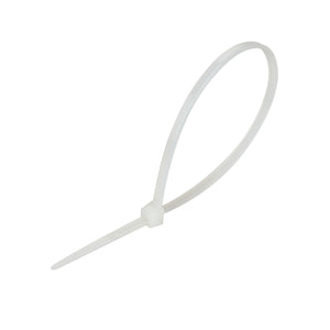 Cable Tie, 6.5 in Length, 18 lb Tensile Strength, Natural/White, 100-Pack