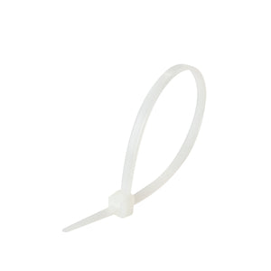 Cable Tie, 6 in Length, 40 lb Tensile Strength, Natural/White, 100-Pack