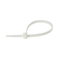Cable Tie, 6 in Length, 40 lb Tensile Strength, Natural/White, 100-Pack