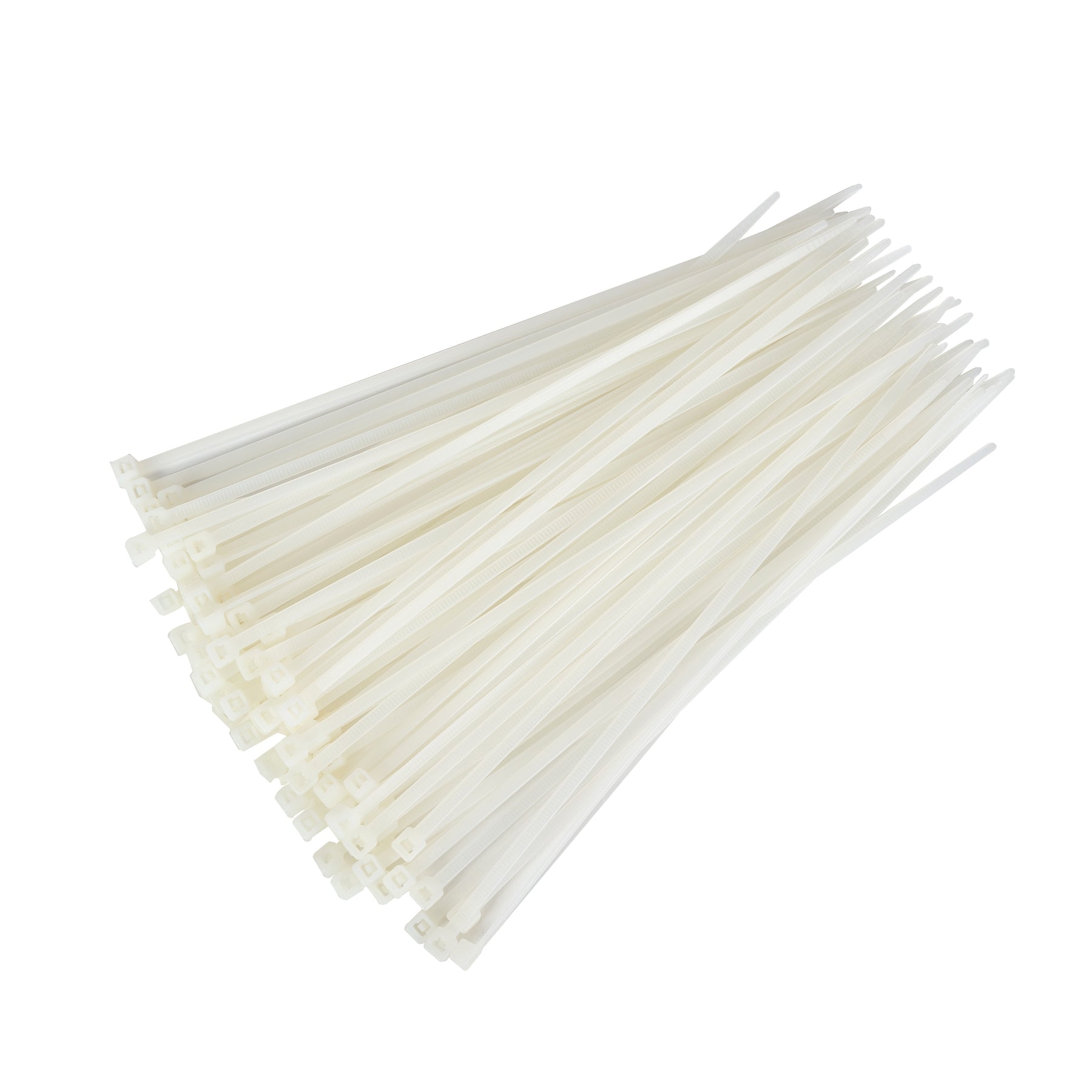 Cable Tie, 8 in Length, 40 lb Tensile Strength, Natural/White, 100-Pack