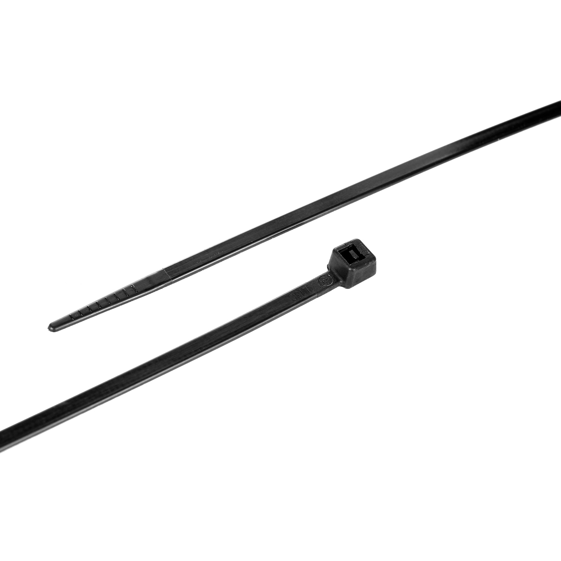 Cable Tie, 8 in Length, 40 lb Tensile Strength, Black, 100-Pack