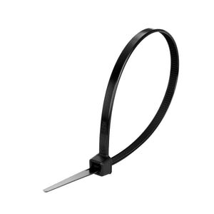 Cable Tie, 8 in Length, 50 lb Tensile Strength, Black, 100-Pack