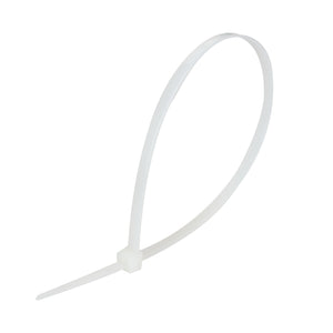 Cable Tie, 12 in Length, 50 lb Tensile Strength, Natural/White, 100-Pack