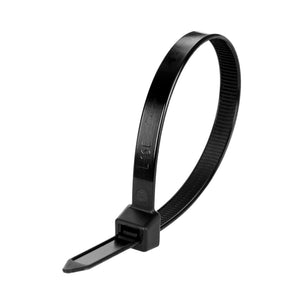 Cable Tie, 8 in Length, 120 lb Tensile Strength, Black, 100-Pack