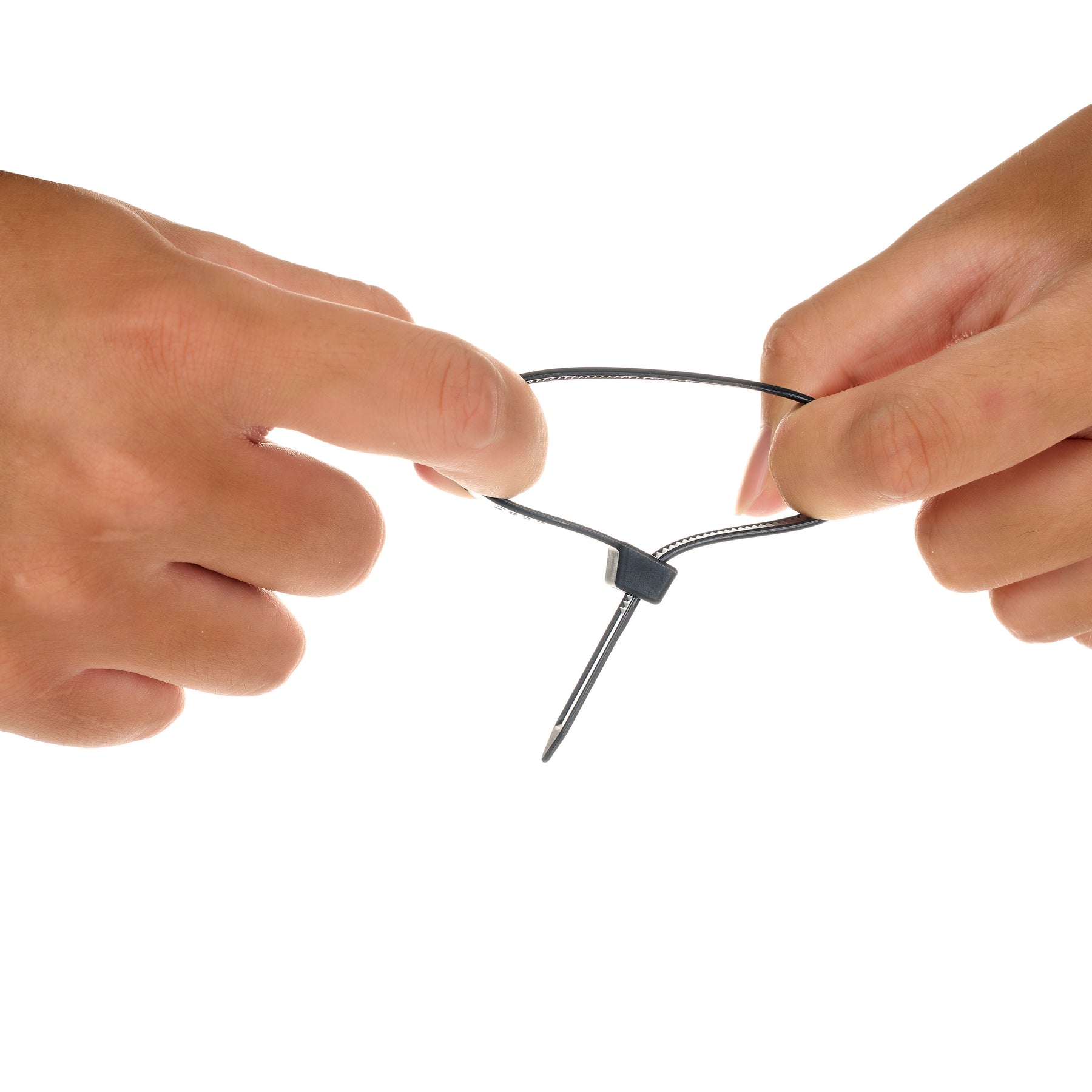 Cable Tie, 8 in Length, 120 lb Tensile Strength, Black, 100-Pack