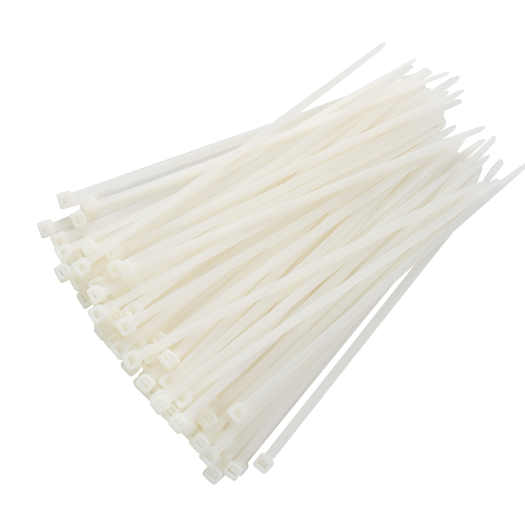 Cable Tie, 8 in Length, 50 lb Tensile Strength, Natural/White, 100-Pack