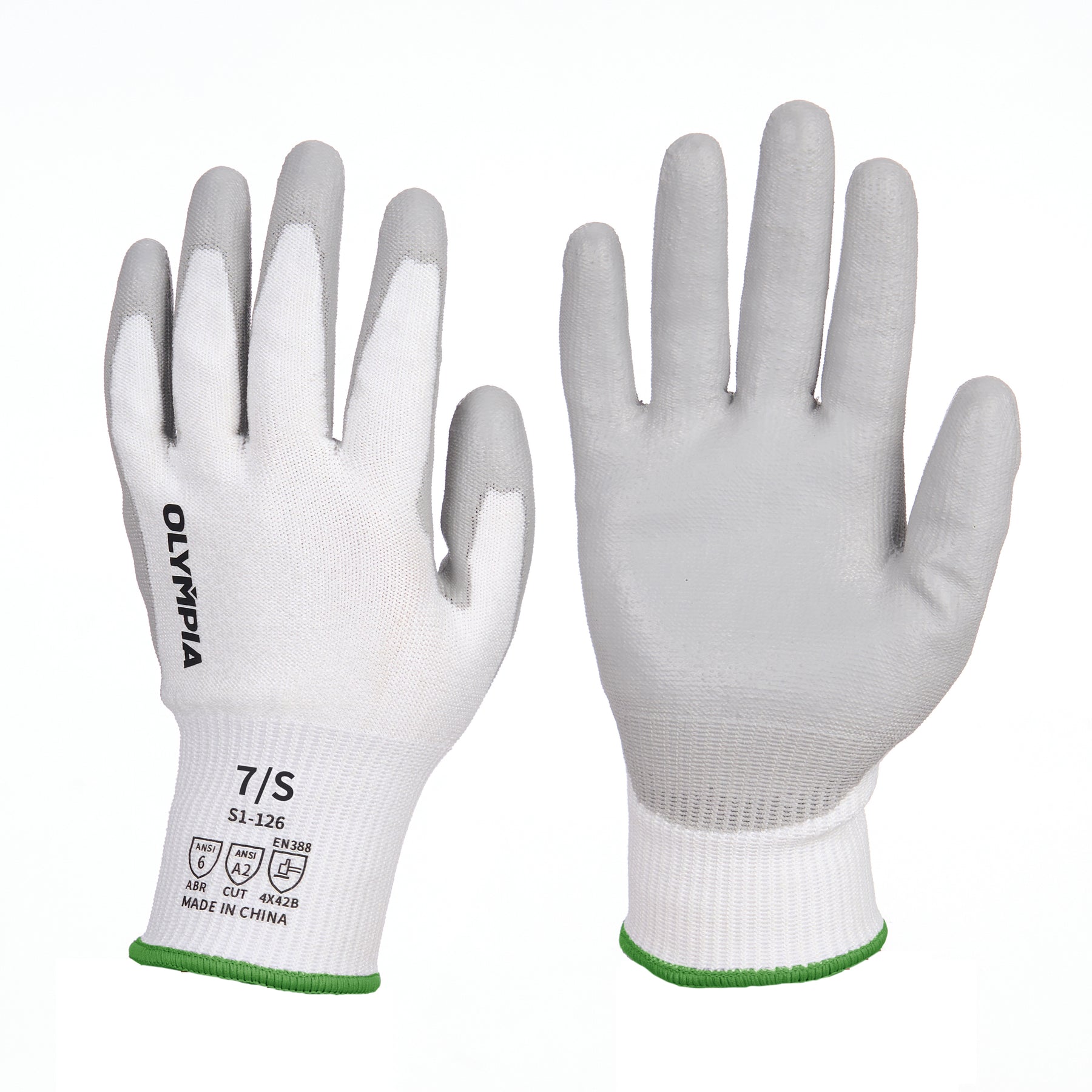 Cut Resistant Gloves, 13ga, Polyurethane Dip, S/7, 1 pair